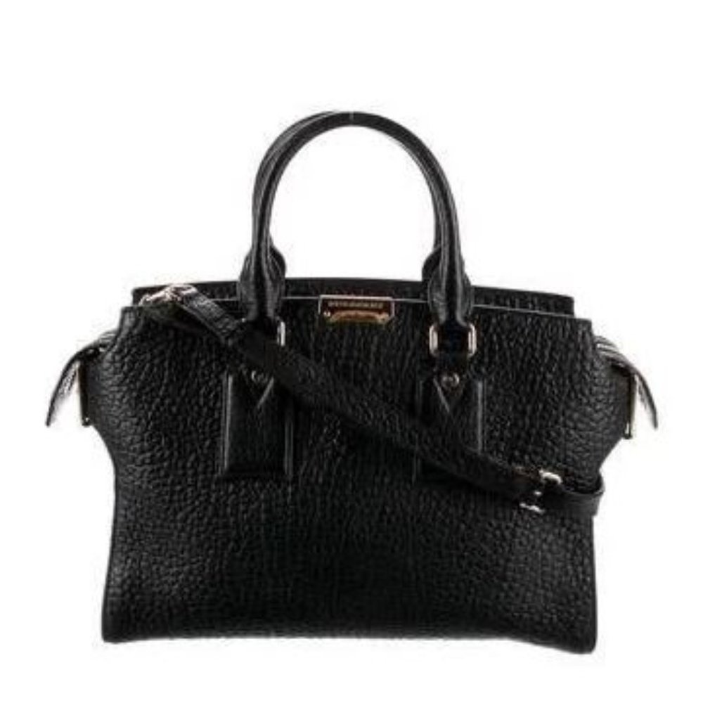 The Perfect Everyday Black Bag!!!  Burberry Grained Leather Satchel - Luxurious